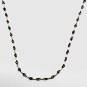 New Freida Rothman Signature Tri-Tone Bar Link Sterling Silver Necklace